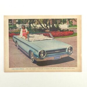 FORD Astro Convertible Print Ad 1964 Concept Car Promo Art Upcycled Decor VTG